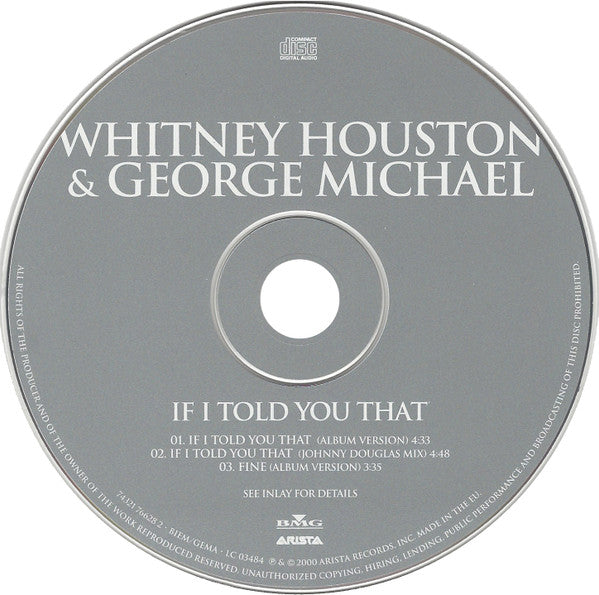Whitney Houston & George Michael : If I Told You That (CD, Single)