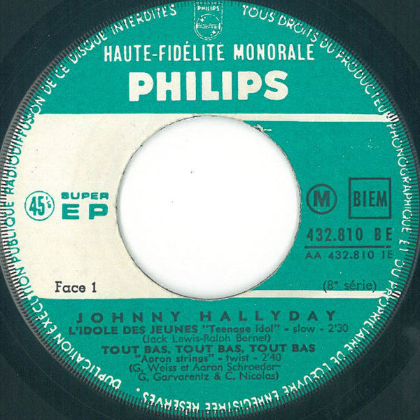 Johnny Hallyday : L'idole Des Jeunes (7", EP, Mono, RP)