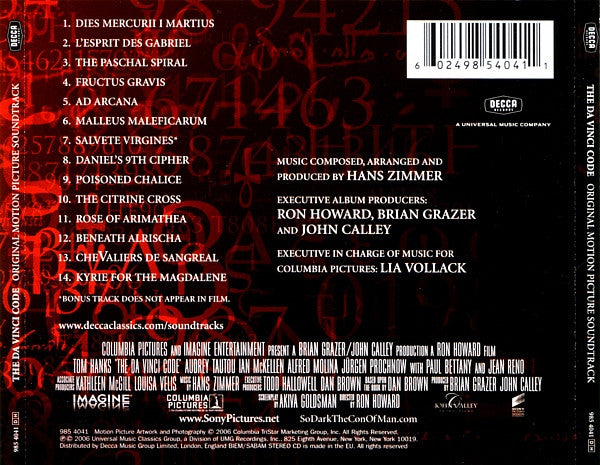 Hans Zimmer : The Da Vinci Code (Original Motion Picture Soundtrack) (CD, Album)