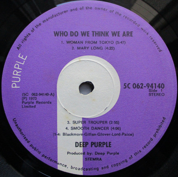 Deep Purple : Who Do We Think We Are (LP, Album, Gat)
