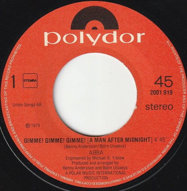 ABBA : Gimme! Gimme! Gimme! (A Man After Midnight) (7", Single)
