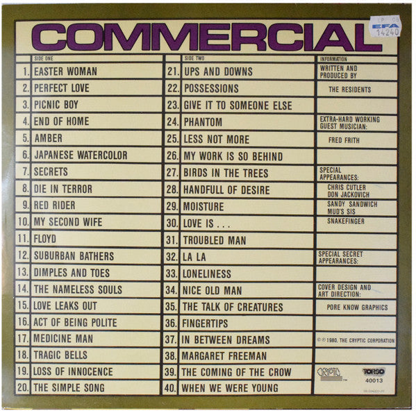The Residents : Commercial Album (LP, Album, RE)