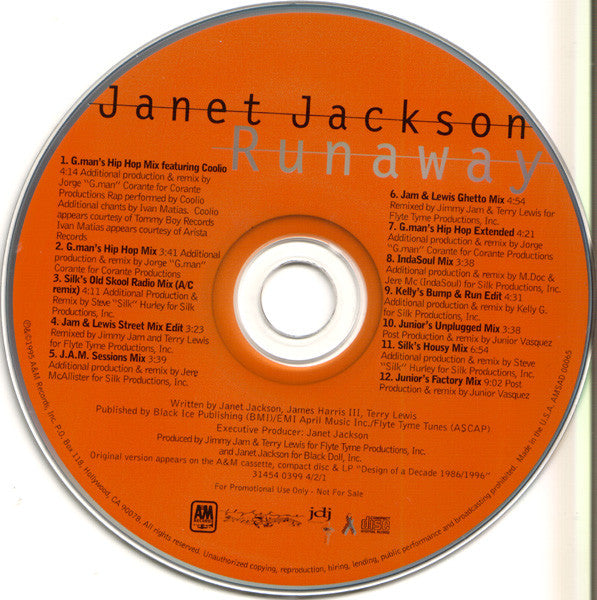 Janet Jackson : Runaway (The Remixes!) (CD, Maxi, Promo)