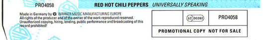 Red Hot Chili Peppers : Universally Speaking (CD, Single, Promo)