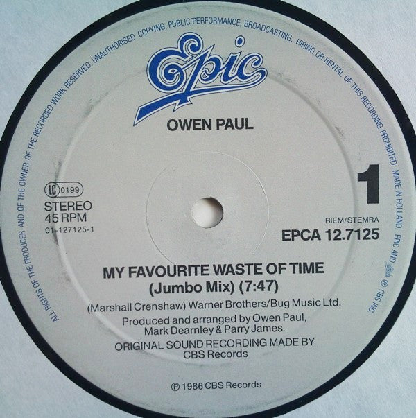 Owen Paul : My Favourite Waste Of Time (7.47 Jumbo Mix) (12", Maxi)