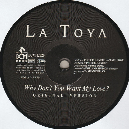 La Toya Jackson : Why Don't You Want My Love? (12")