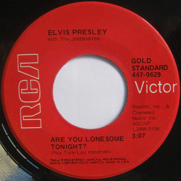 Elvis Presley With The Jordanaires : Are You Lonesome Tonight? (7", RE)