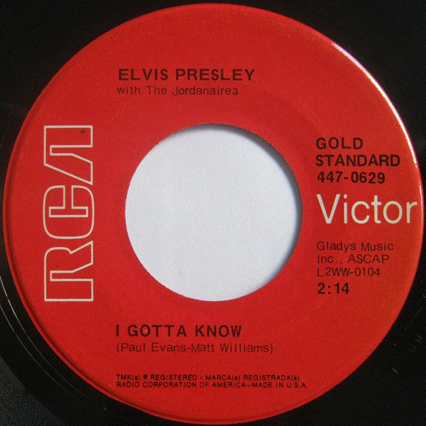 Elvis Presley With The Jordanaires : Are You Lonesome Tonight? (7", RE)
