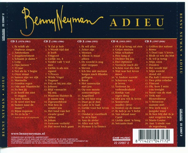 Benny Neyman : Adieu (Oeuvre Overzicht 1974 - 2007) (5xCD, Comp + Box)