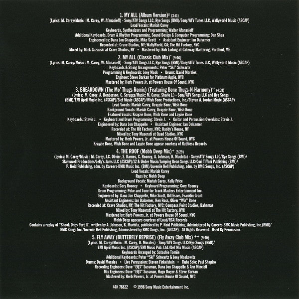 Mariah Carey Featuring Bone Thugs-N-Harmony : My All And Breakdown (CD, Maxi, Pit)