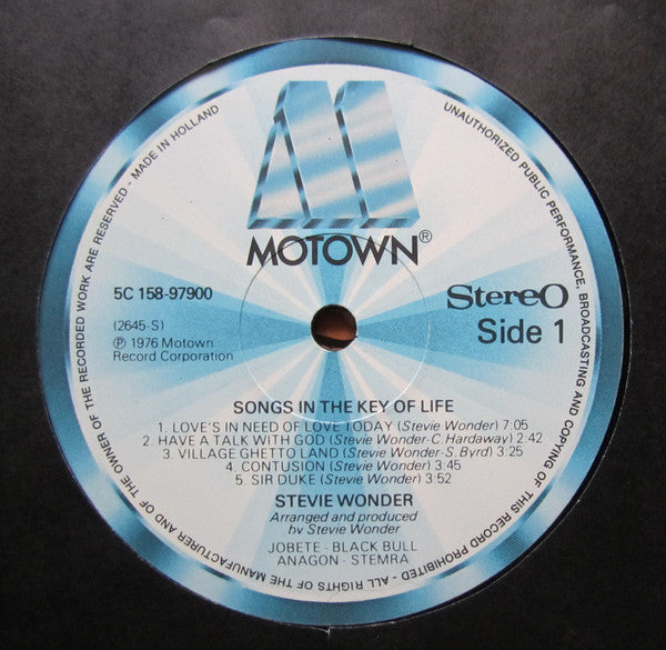 Stevie Wonder : Songs In The Key Of Life (2xLP, Album, Aut + 7", EP)