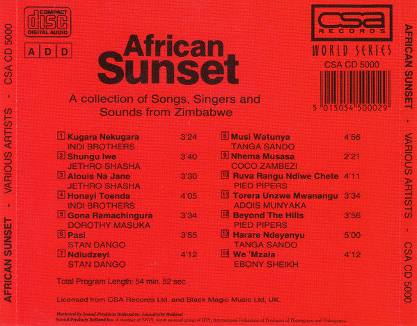 Various : African Sunset  (A Collection Of Songs, Singers And Sounds Of Zimbabwe) (CD, Album, Comp)