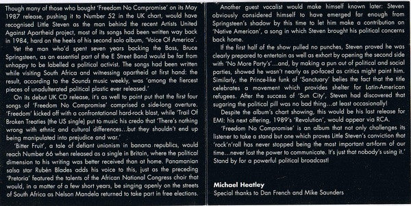 Little Steven : Freedom No Compromise (CD, Album, RE)