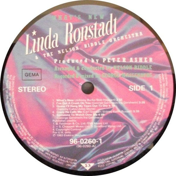 Linda Ronstadt & Nelson Riddle And His Orchestra : What's New (LP, Album)