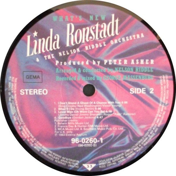Linda Ronstadt & Nelson Riddle And His Orchestra : What's New (LP, Album)