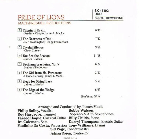 Philip Bailey, Billy Childs, Roy Hargrove, Bobby Watson (2), Anthony Williams : Pride Of Lions (CD, Album)