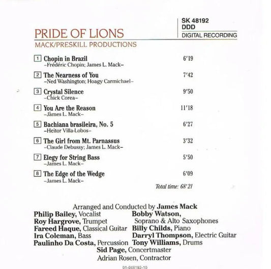 Philip Bailey, Billy Childs, Roy Hargrove, Bobby Watson (2), Anthony Williams : Pride Of Lions (CD, Album)