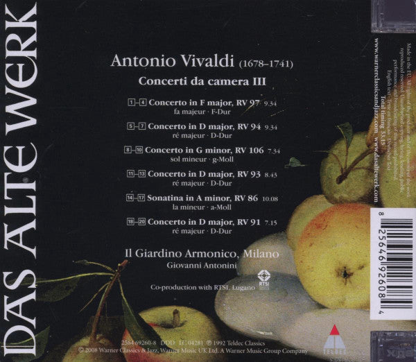Antonio Vivaldi - Il Giardino Armonico : Concerti Da Camera III (CD, Album, RE)