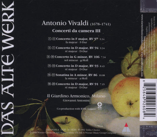 Antonio Vivaldi - Il Giardino Armonico : Concerti Da Camera III (CD, Album, RE)