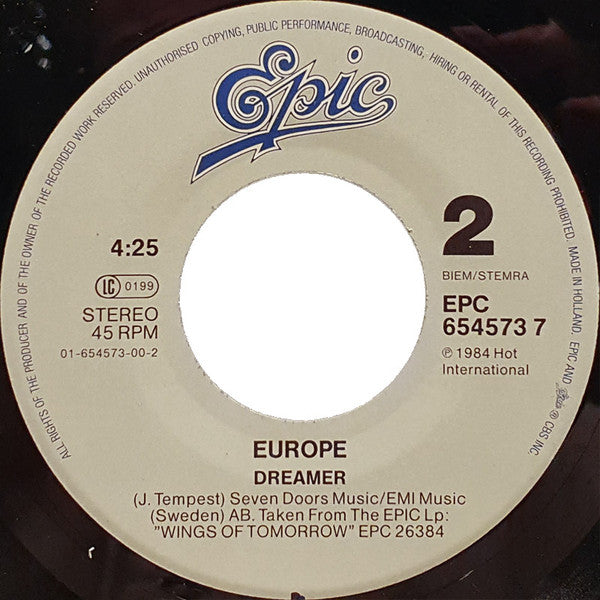 Europe (2) : Let The Good Times Rock (7", Single)