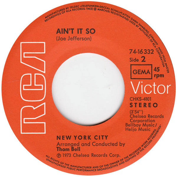 New York City : I'm Doin' Fine Now / Ain't It So (7", Single)