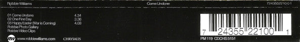 Robbie Williams : Come Undone (CD, Single, Enh)