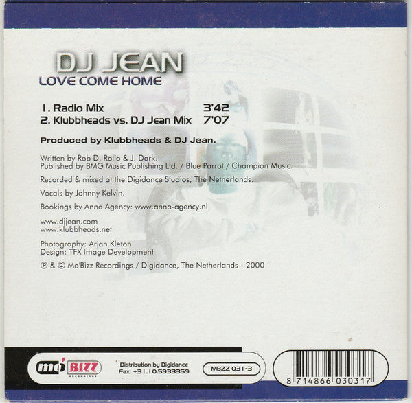 DJ Jean : Love Come Home (CD, Single, Car)