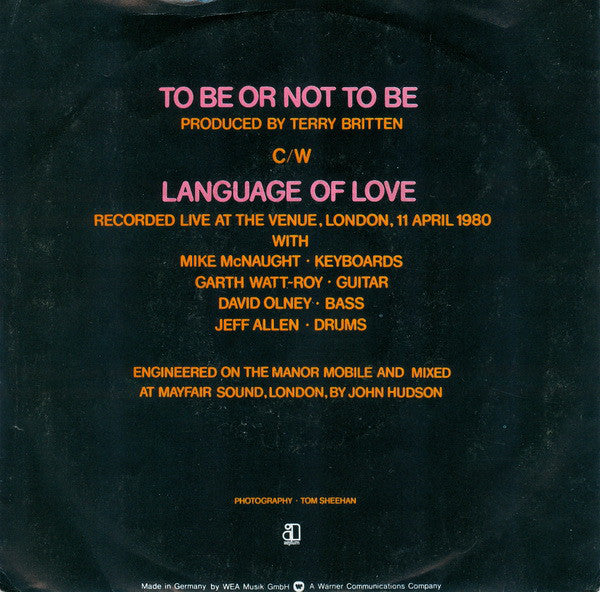 B. A. Robertson : To Be Or Not To Be (7", Single)