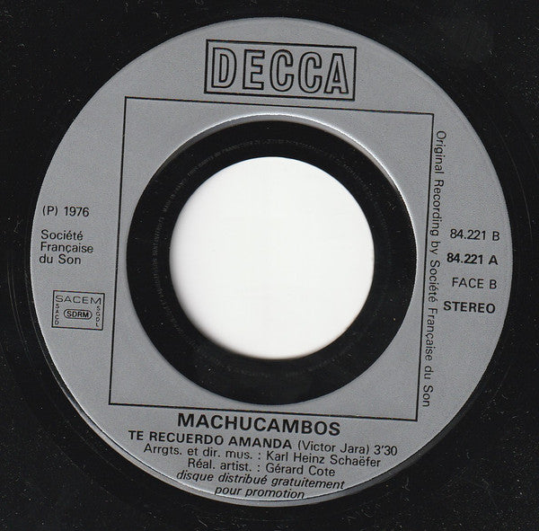 Los Machucambos : Chevere / Te Recuerdo Amanda (7", Single, Promo)