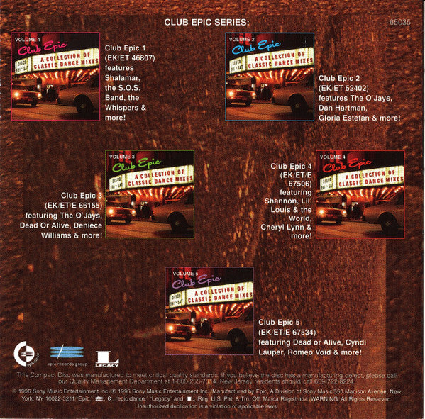 Various : Club Epic (A Collection Of Classic Dance Mixes) Volume 6 (CD, Comp, RM)