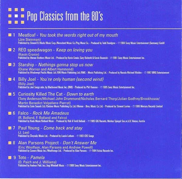 Various : Pop Classics From The 80's (CD, Comp)