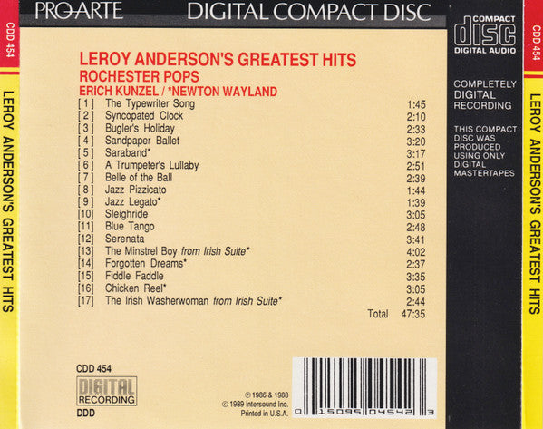 Leroy Anderson, Erich Kunzel, Newton Wayland, Eastman-Rochester Orchestra : Leroy Anderson's Greatest Hits (CD, Comp)
