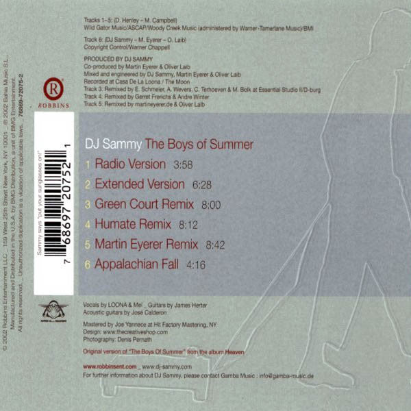 DJ Sammy : The Boys Of Summer (CD, Maxi)