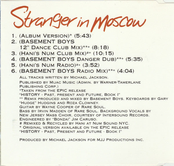 Michael Jackson : Stranger In Moscow (CD, Maxi, CD1)