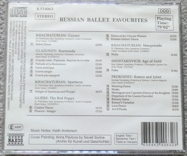 Aram Khatchaturian, Alexander Glazunov, Reinhold Glière, Dmitri Shostakovich, Sergei Prokofiev : Russian Ballet Favourites (CD, Comp)
