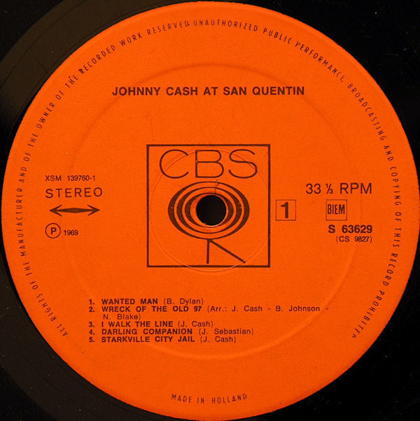 Johnny Cash : Johnny Cash At San Quentin (LP, Album, RP)