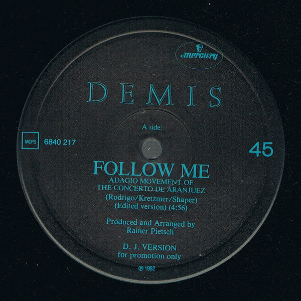 Demis Roussos : Follow Me (Adagio Movement Of The Concerto De Aranjuez) (12", Promo)