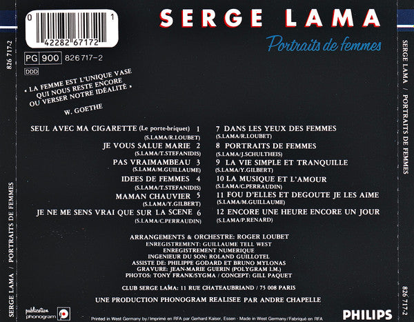 Serge Lama : Portraits De Femmes  (CD, Album)