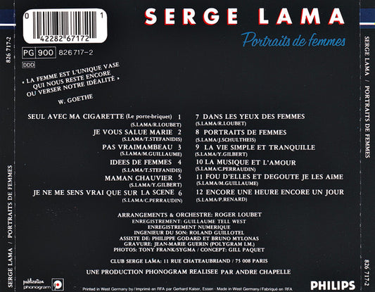 Serge Lama : Portraits De Femmes  (CD, Album)