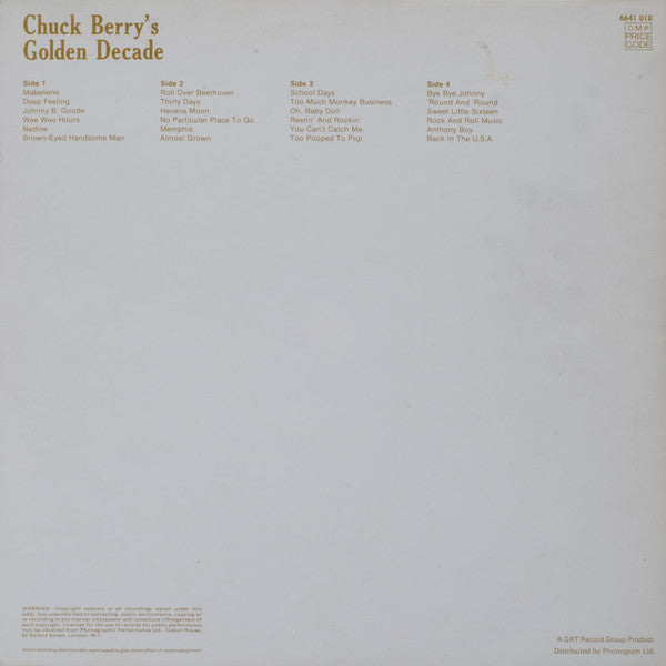Chuck Berry : Chuck Berry's Golden Decade (The Original Two Albums) (2xLP, Comp, RE, Mon)