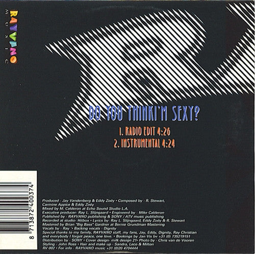 Raymond Lothar Slijngaard Featuring Dignity (2) : Do You Think I'm Sexy? (CD, Single)