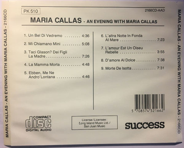 Maria Callas : An Evening With (CD, Comp)