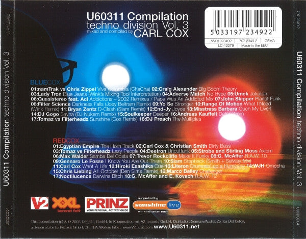 Carl Cox : U60311 Compilation Techno Division Vol. 3 (2xCD, Comp, Mixed)
