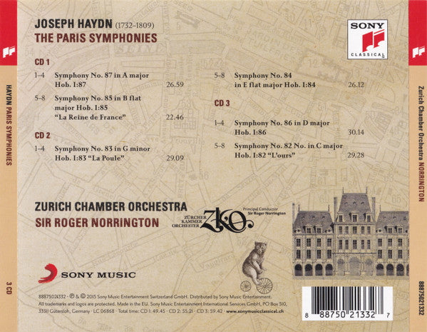 Joseph Haydn, Roger Norrington, Zürcher Kammerorchester : Paris Symphonies (3xCD)