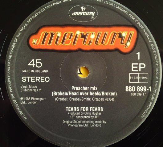 Tears For Fears : Broken / Head Over Heels / Broken (Preacher Mix) (12", EP)