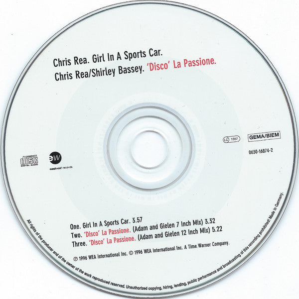 Chris Rea / Shirley Bassey : Girl In A Sports Car / 'Disco' La Passione  (CD, Maxi)