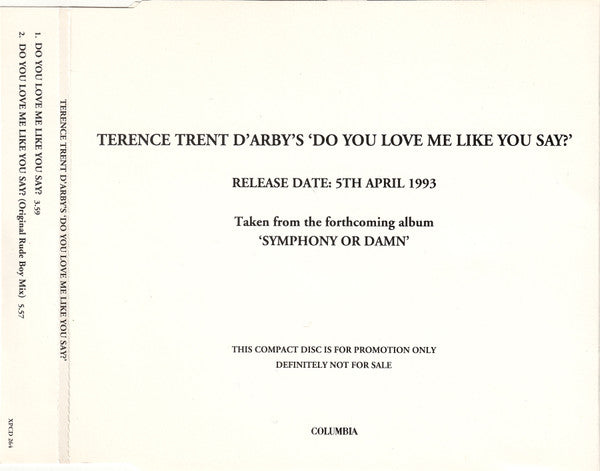 Terence Trent D'Arby : Do You Love Me Like You Say? (CD, Single, Promo)