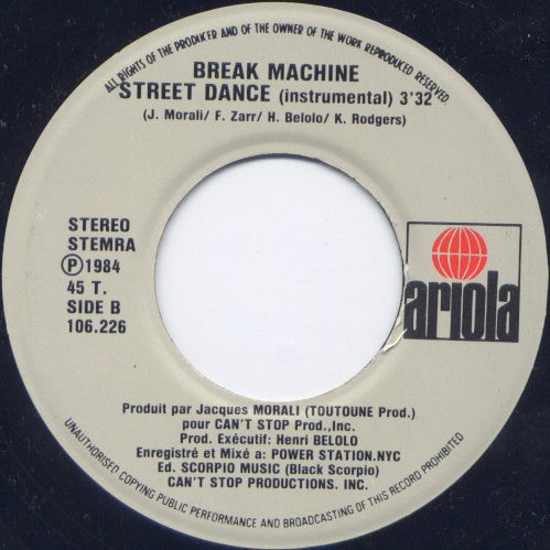 Break Machine : Street Dance (7", Single)