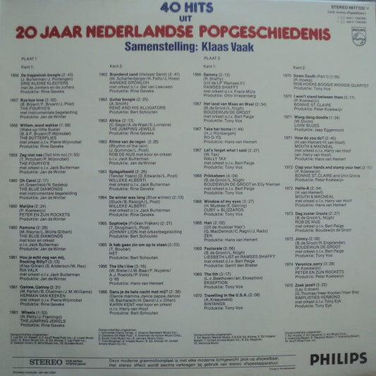 Various : Klaas Vaak Presenteert: 40 Hits Uit 20 Jaar Nederlandse Popgeschiedenis (2xLP, Comp, Gat)