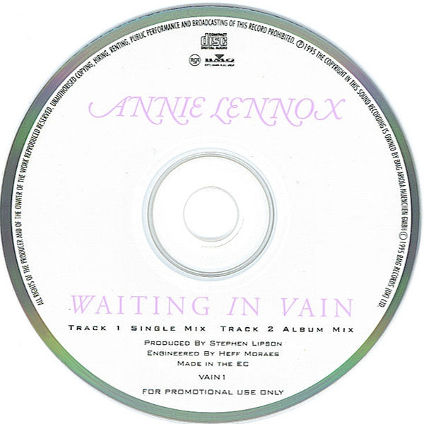 Annie Lennox : Waiting In Vain (CD, Single, Promo)